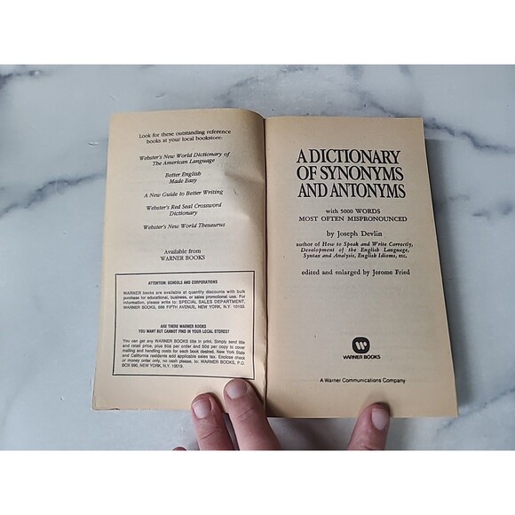 A Dictionary Of Synonyms And Antonyms By Joseph Devin Paperback - Picture 3 of 10